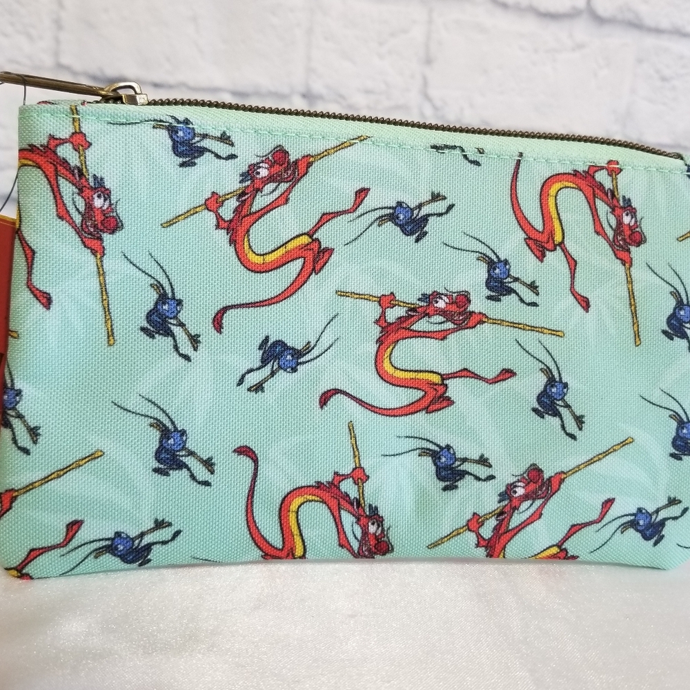 Loungefly Mulan Companion Friend Mushu Dragon Crikee Zip Disney Travel Pouch New - Picture 7 of 16